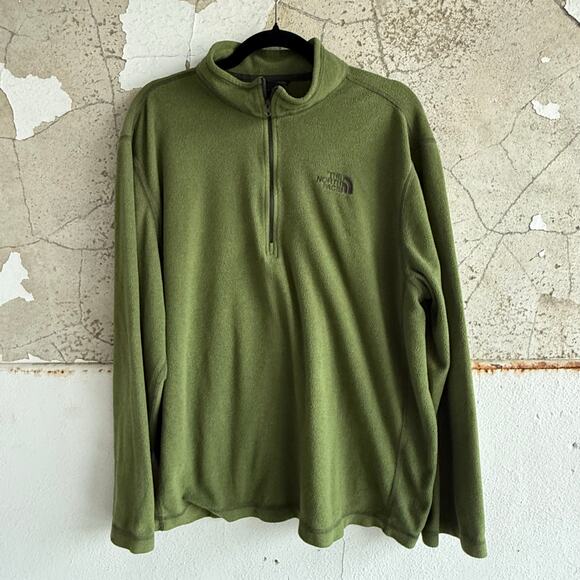 North Face Pullover Mens XL Glacier Fleece Sweater Olive Green 1/4 Zip Outdoors - Picture 1 of 7